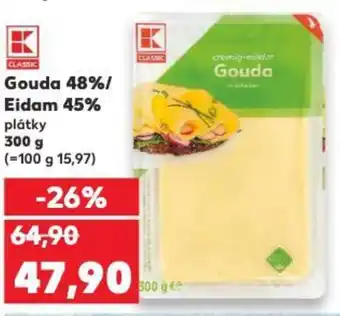 Kaufland Gouda 48%/ Eidam 45% platky nabídka