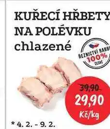 RABBIT řeznictví KUŘECÍ HŘBETY NA POLÉVKU 1kg nabídka