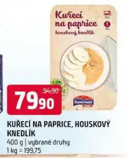 Terno Kuřecí na paprice, houskový knedlík nabídka