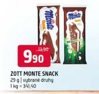 Terno Zott monte snack nabídka