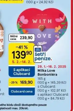 Tesco Milka love bonboniéra nabídka