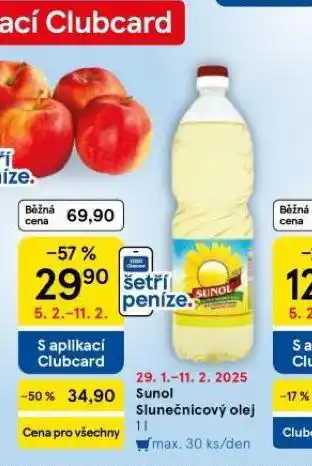 Tesco Sunol slunečnicový olej nabídka