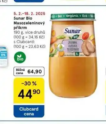 Tesco Sunra bio masozeleninový příkrm nabídka