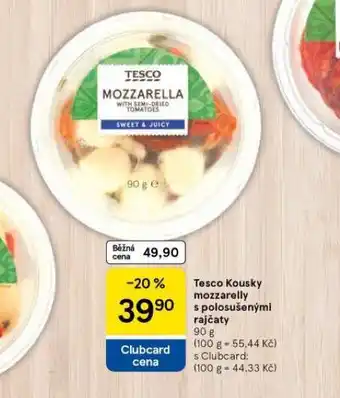 Tesco Kousky mozzarelly s polosušenými rajčaty nabídka