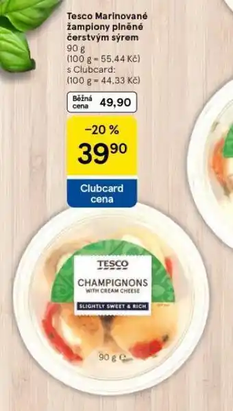 Tesco Marinované žampiony plněné čerstvým sýrem nabídka