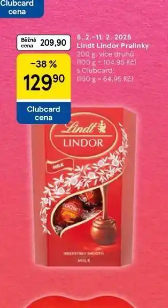 Tesco Lindt lindor pralinky nabídka