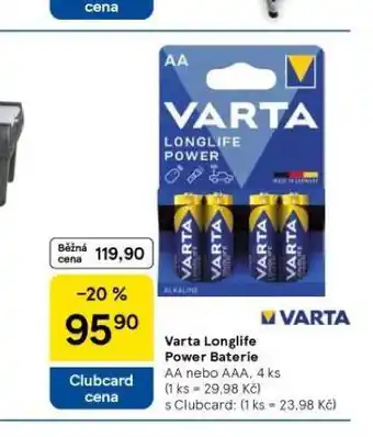 Tesco Varta long life baterie nabídka