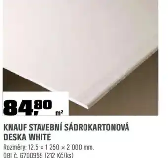 OBI Knauf stavební sádrokartonová deska white nabídka