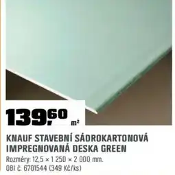 OBI Knauf stavební sádrokartonová impregnovaná deska green nabídka