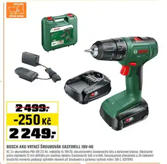 OBI Bosch aku vrtací šroubovák easydrill 18v-40 nabídka