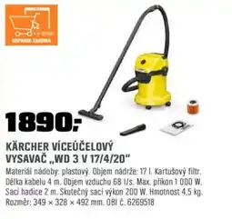 OBI Kärcher víceúčelový vysavač,,wd 3 v 17/4/20" nabídka