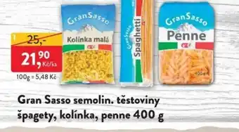 MP Krásno Gran Sasso semolin. těstoviny špagety, kolínka, penne nabídka