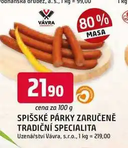 Trefa SPIŠSKÉ PÁRKY 100 g nabídka