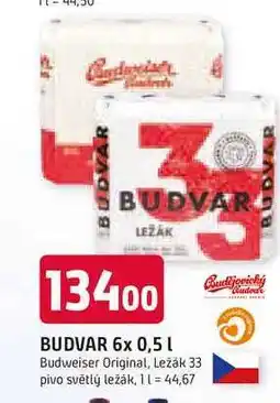 Trefa Budweiser Budvar B:Original Pivo světlý ležák 6 x 0,5l nabídka