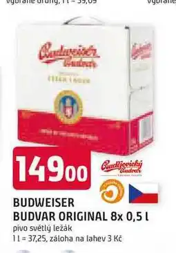 Trefa BUDWEISER BUDVAR ORIGINAL 8x 0,5 L nabídka