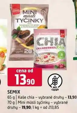 Terno Semix 65 g Kaše chia vybrané druhy 70 g Mini müsli tyčinky vybrané druhy nabídka