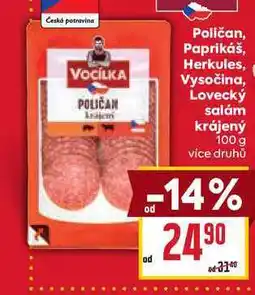 Billa Lovecký salám krájený 100 g nabídka