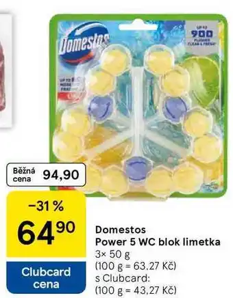 Tesco Domestos Power 5 WC blok limetka, 3x 50 g nabídka