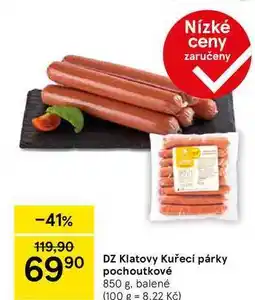 Tesco DZ Klatovy Kuřecí párky pochoutkové, 850 g, balené nabídka