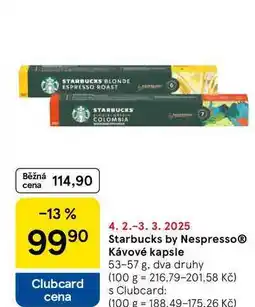 Tesco Starbucks by NespressoⓇ Kávové kapsle, 53-57 g nabídka