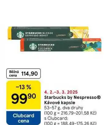 Tesco Starbucks by NespressoⓇ Kávové kapsle, 53-57 g nabídka