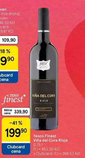 Tesco Tesco Finest Viña del Cura Rioja, 0.75 l nabídka