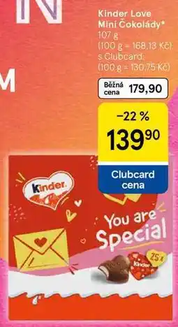 Tesco Kinder Love Mini Čokolády, 107 g nabídka