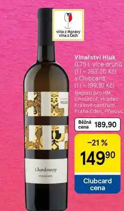 Tesco Vinařství Hluk, 0.75 l. více druhů nabídka