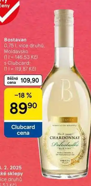 Tesco Bostavan, 0.75 l. více druhů, Moldavsko nabídka