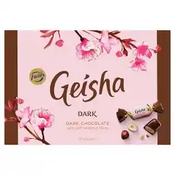 Tesco Fazer Geisha Hořké čokoládové bonbony s náplní z lískových oříšků a nugátu 150g nabídka