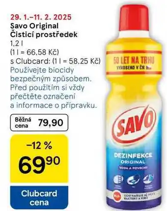 Tesco Savo Original Čisticí prostředek, 1,2 l nabídka