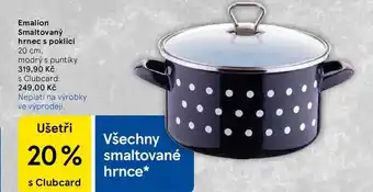 Tesco Emalion Smaltovaný hrnec s poklicí 20 cm. modrý s puntíky nabídka