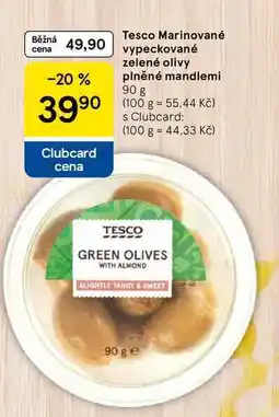 Tesco Tesco Marinované vypeckované zelené olivy plněné mandlemi, 90 g nabídka