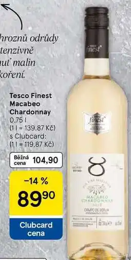 Tesco Tesco Finest Macabeo Chardonnay, 0.75 l nabídka