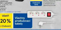 Tesco Prodlužovací kabel s vypínačem, 3 zásuvky, bílý nabídka