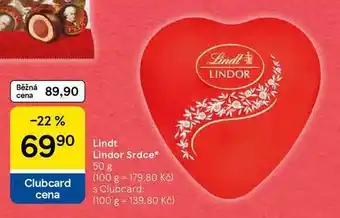 Tesco Lindt Lindor Srdce, 50 g nabídka