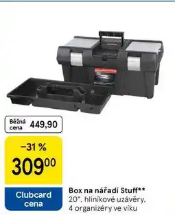 Tesco Box na nářadí Stuff, 20, hliníkové uzávěry. 4 organizéry ve víku nabídka