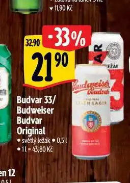 Albert Budvar 33/ Budweiser Budvar Original 0,5 l nabídka