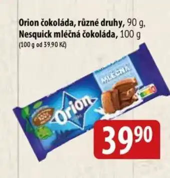 Bala ORION čokoláda, Nesquick mléčná čokoláda nabídka