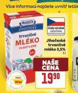 Billa Trvanlivé mléko 3,5% nabídka