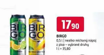 Terno Birgo 0,5l nealko míchaný nápoj z piva vybrané druhy nabídka