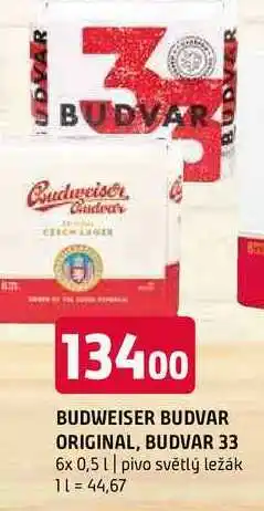 Terno Budweiser Budvar B:Original Pivo světlý ležák 6 x 0,5l nabídka