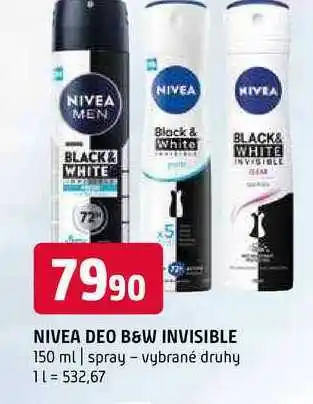 Terno Nivea deo b & w invisible 150 ml spray vybrané druhy nabídka