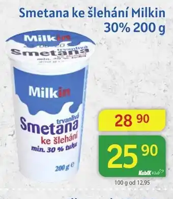 Kubík potraviny Smetana ke šlehání Milkin 30% nabídka