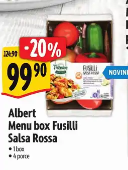 Albert Albert menu box fusilli salsa rossa nabídka