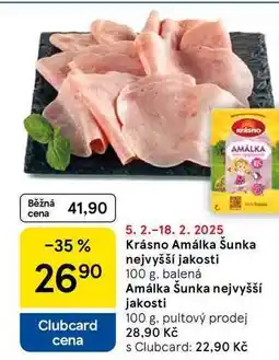 Tesco Krásno Amálka Šunka nejvyšší jakosti, 100 g, balená nabídka