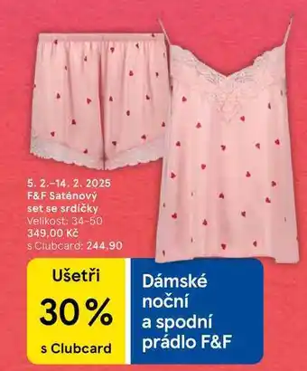 Tesco F&F Saténový set se srdíčky, Velikost: 34-50 nabídka