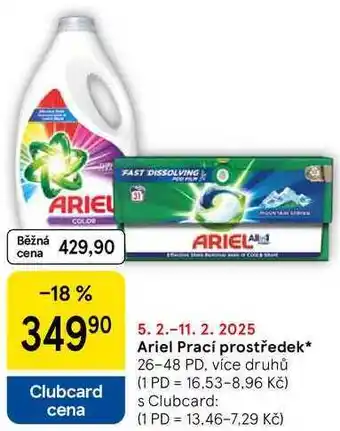 Tesco Ariel Prací prostředek, 26-48 PD, více druhů nabídka