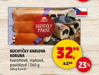 Penny Market BUCHTIČKY KARLOVA KORUNA tvarohové, makové, povidlové, 360 g nabídka