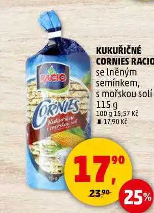 Penny Market KUKUŘIČNÉ CORNIES RACIO se lněným semínkem, 115 g nabídka